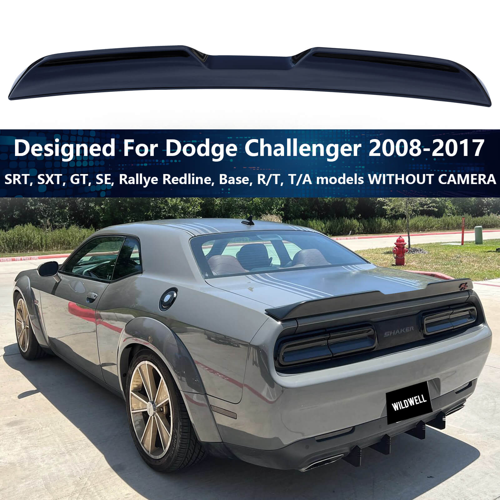 {WildWell}{Dodge Rear Spoiler}-{Challenger Spoiler 2008-2017/2}-Glossy Black