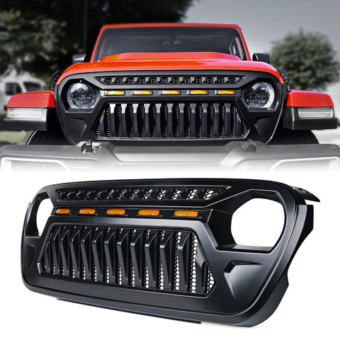 2018-2023 Jeep Wrangler JL JT Matte Grille w/ LED Running Light