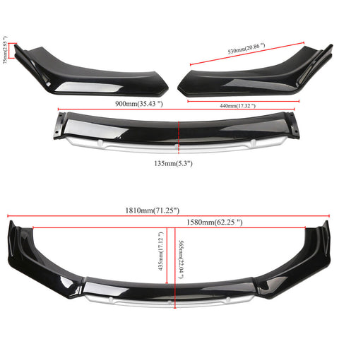 Toyota Corolla Hatchback Front Bumper Lip Spoiler Splitter Body Kit Glossy