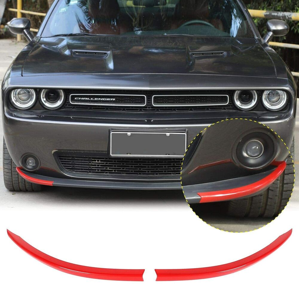 SAWADICAR 2pcs Front Fog Light Covers / Bezels For Dodge Challenger 2015-2023 – Gloss Red ABS (Self-Adhesive)