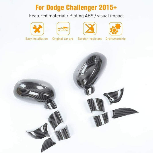 2009-2020 Dodge Challenger ABS Carbon Fiber Rearview Mirror Cover Trim 10pcs A