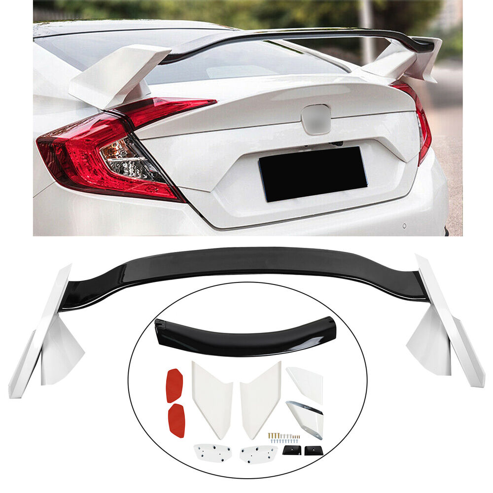 2016-2021 HONDA CIVIC 4 DOOR SEDAN 2 TONE WHITE BLK TYPE R STYLE SPOILER WING