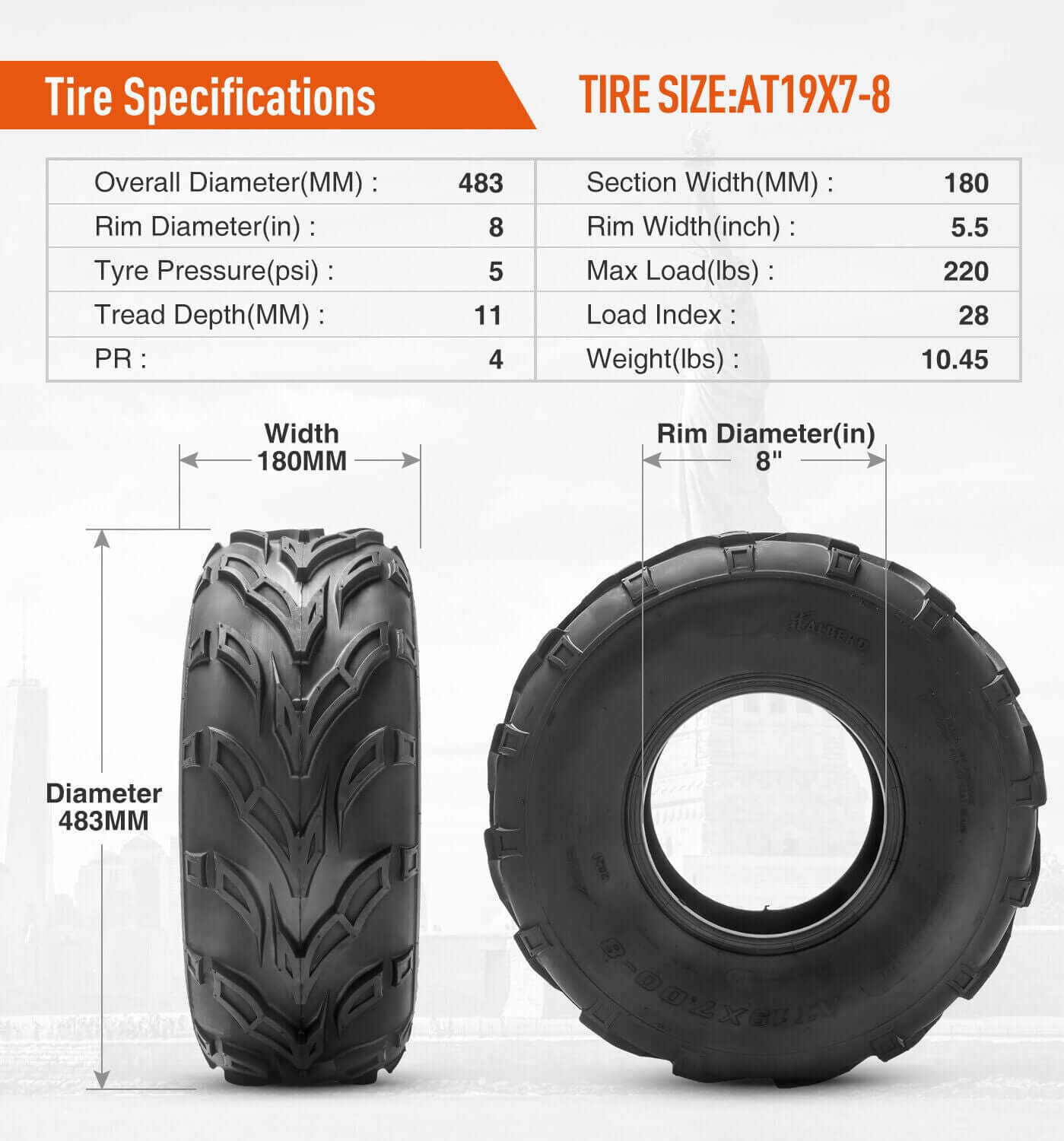 {WildWell}{ATV Tires}-{ATV Tires19x7-8 /3}-details