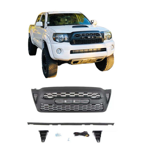 Black Mesh Front Grille For 2005-2011 Toyota Tacoma – Hood Grille With Letter