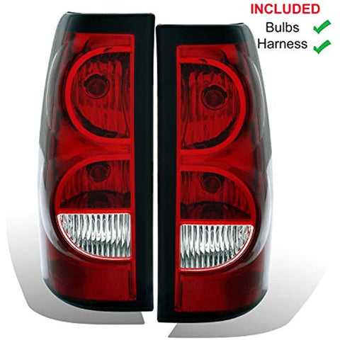 2003-2006 Chevy Silverado OE Style Ruby Red Taillights w/Bulb and Harness Set