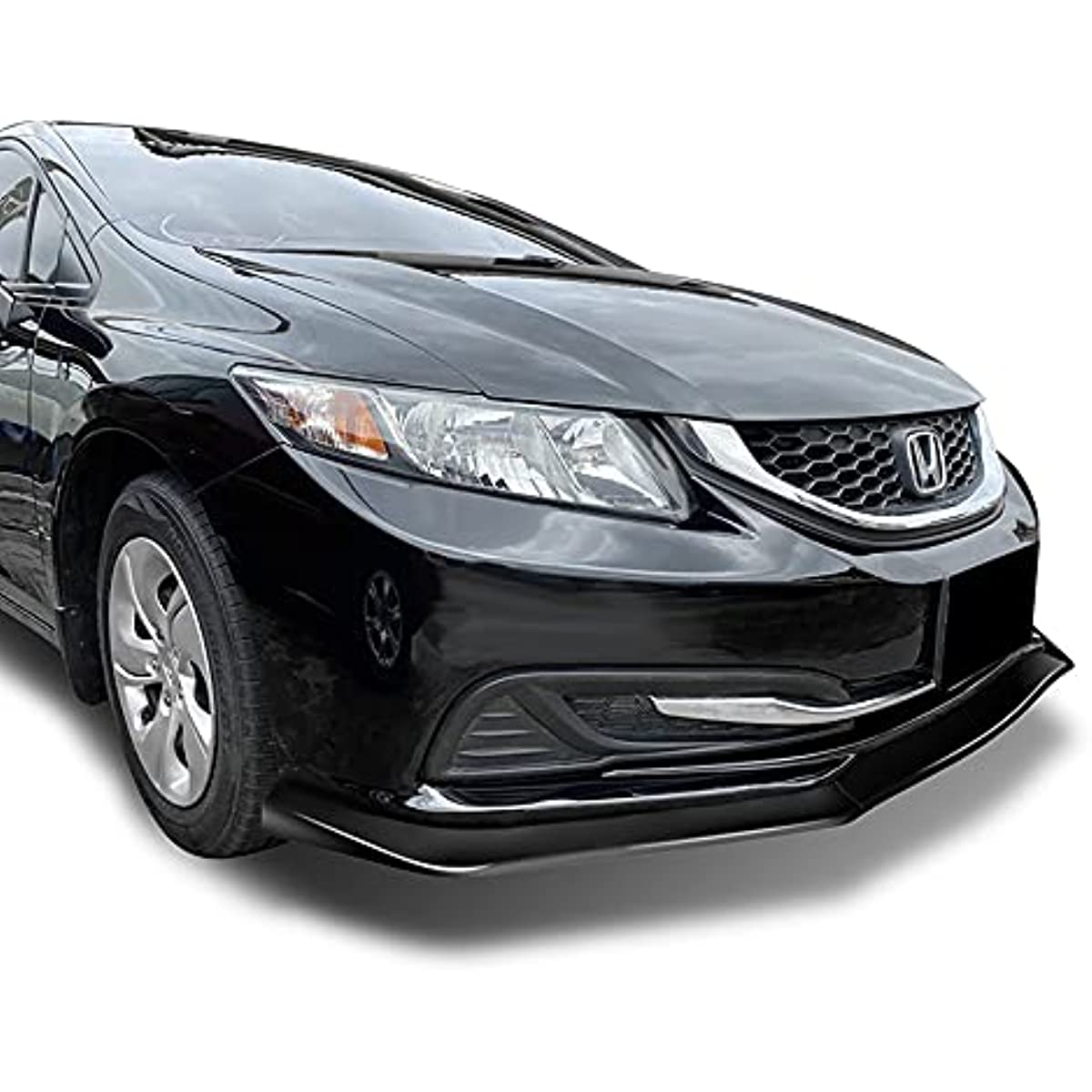 2013 2014 2015 Honda Civic Sedan 4-Door Glossy Black (Aero-Style) 3-Piece Front Bumper Lip