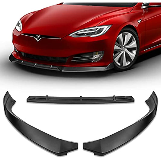 Front Body Kit Lip & Side Skirt Extensions Diffuser Set Compatible with 2016 2017 2018 2019 2020 Tesla Model S