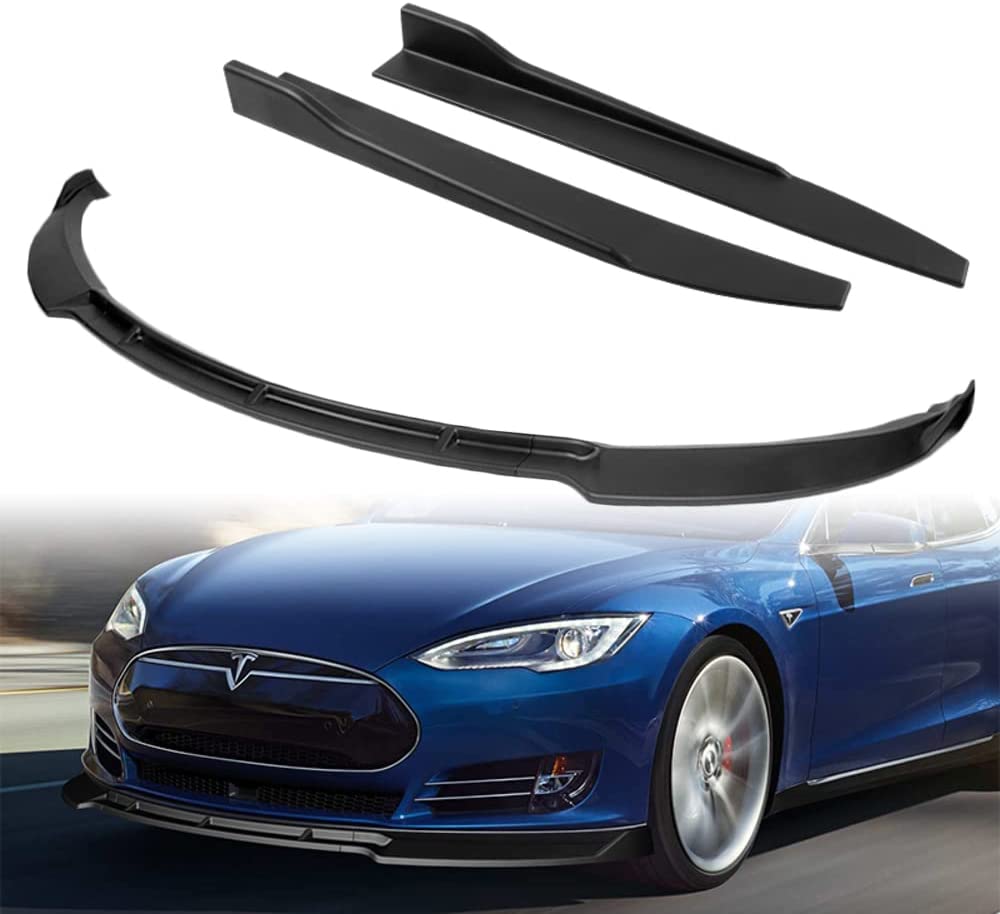 2012-2015 Tesla Model S (Painted Carbon) Front Lip + Side Skirt Rocker Winglet Canard Diffuser Wing