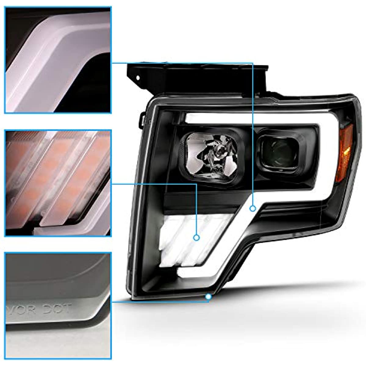 2009-2014 Ford F150 Switchback LED Tube Quad Projector Set