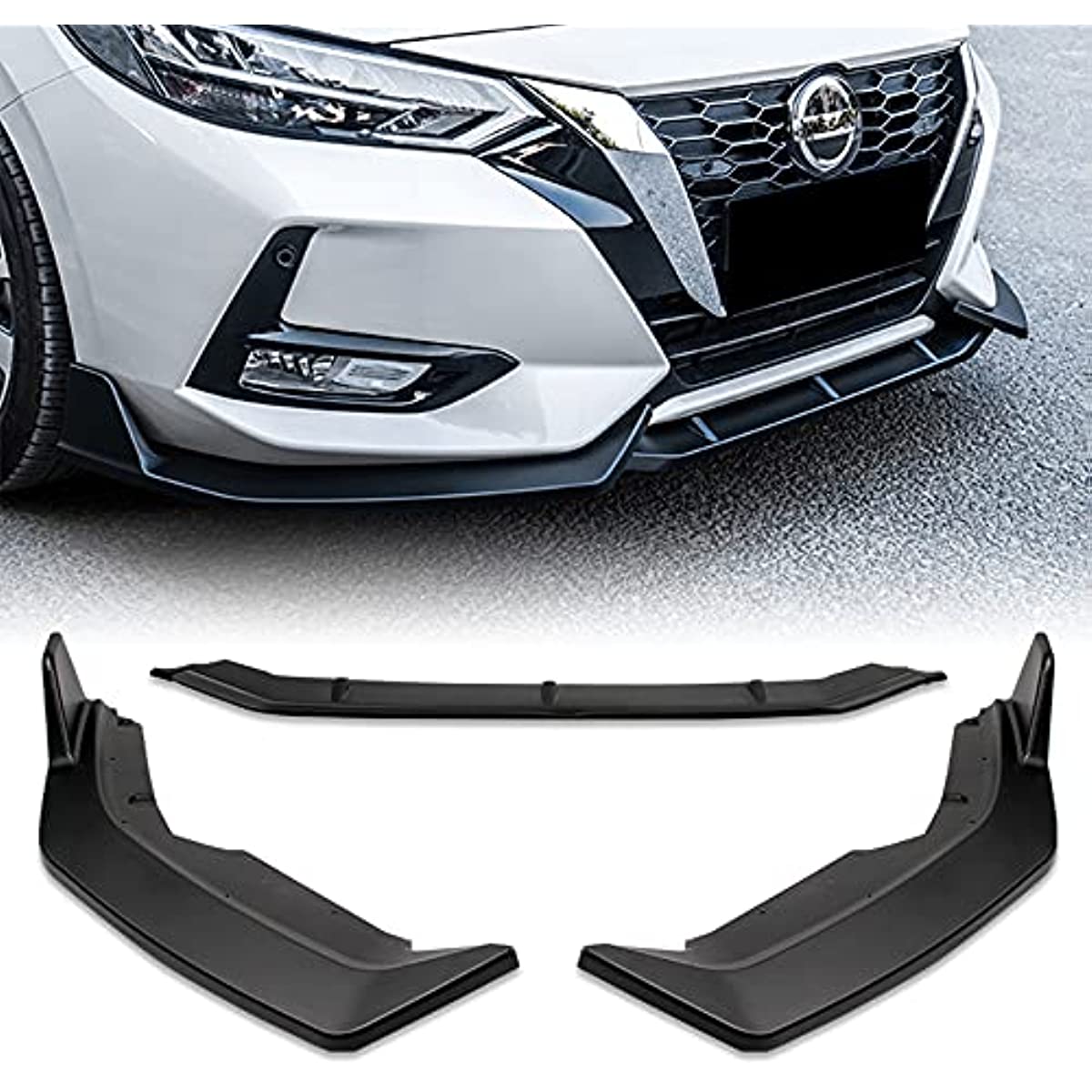 Front Lip Kit & Side Skirt Extensions Diffuser Set compatible with 2020-2021 Nissan Sentra Sedan/4DR Only