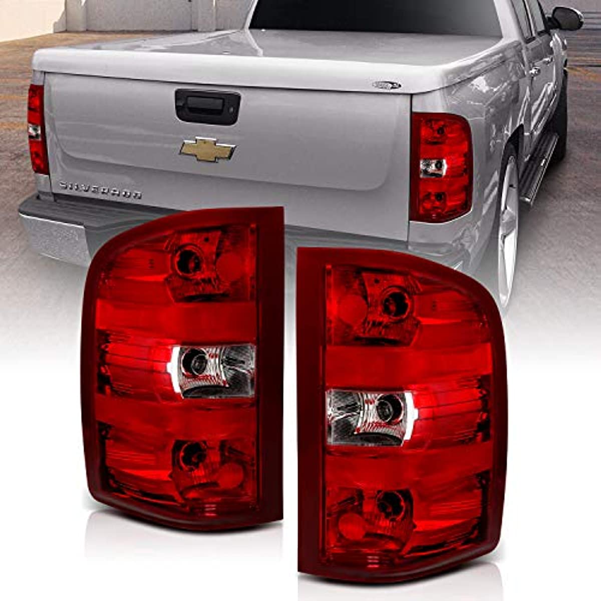 2007-2014 Chevy Silverado 1500 2500 3500 OE Replacement Tail Light Brake Lamp Pair w/Bulb and Harness