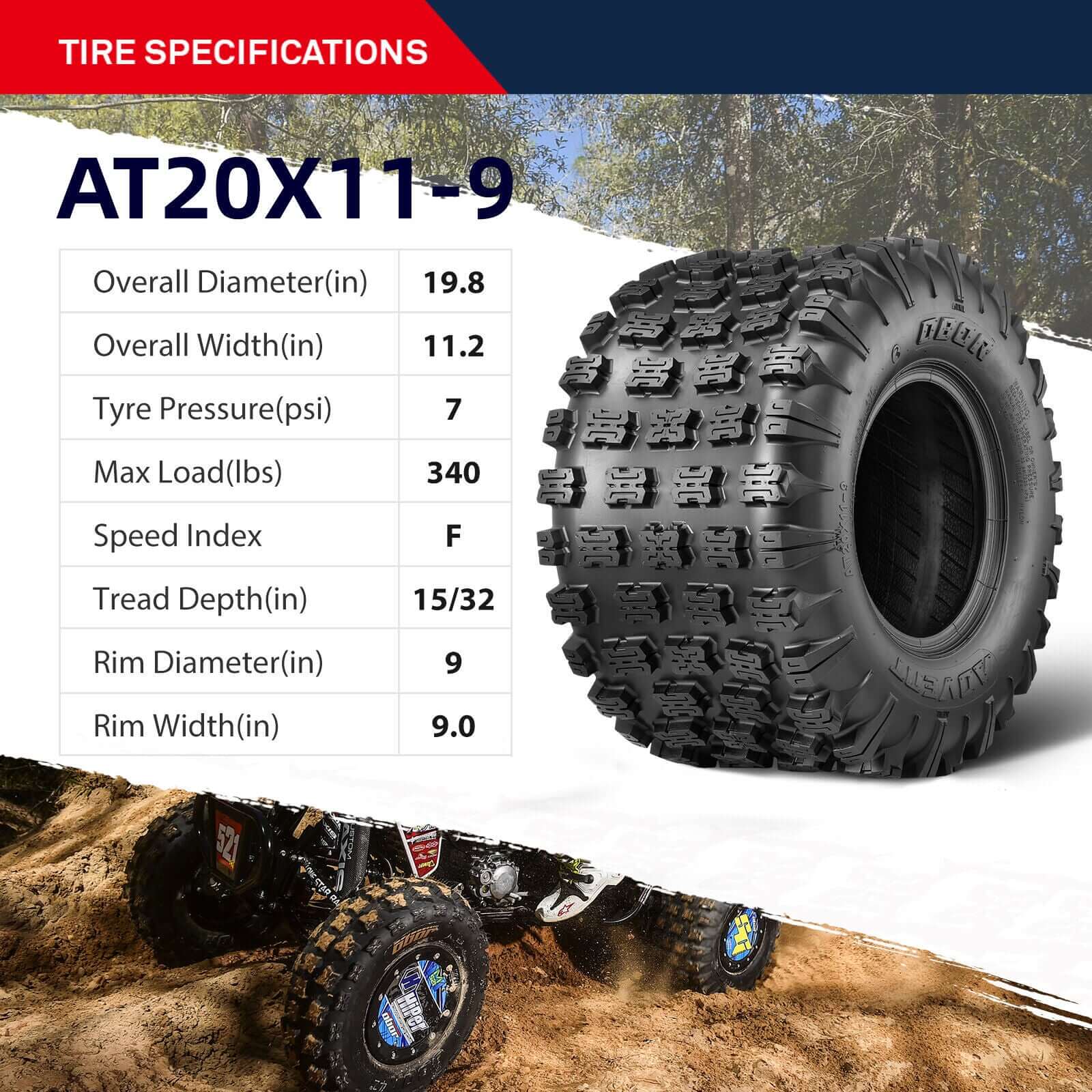 {WildWell}{ATV Tire}-{ATV Tire 20X11-9/3}-details