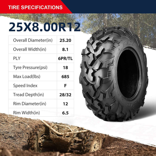 {WildWell}{ATV UTV Mud Tire}-{ATV UTV Mud Tire 25x8-12/2}-details