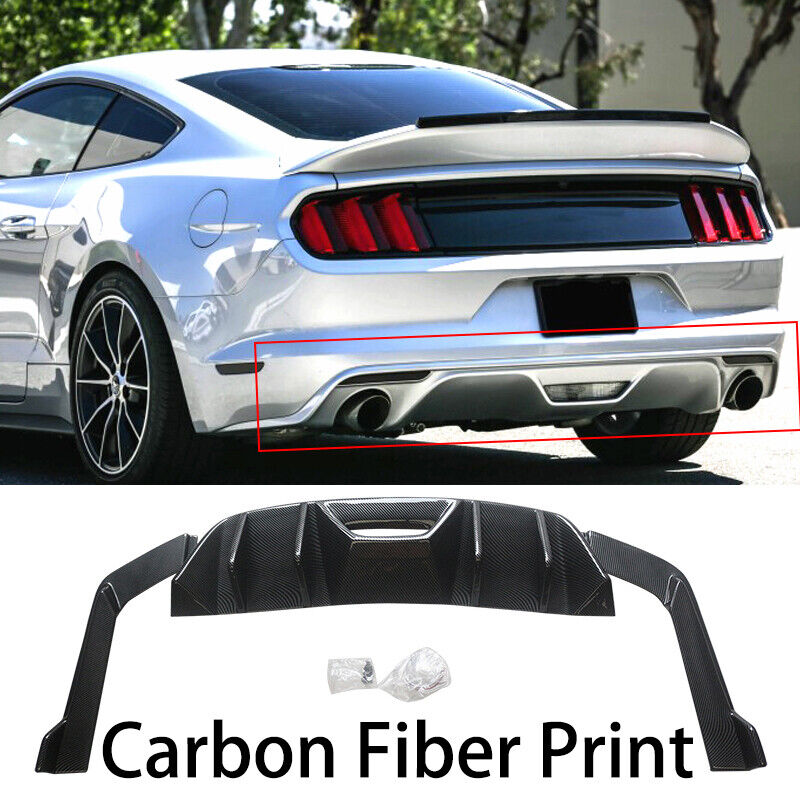 2015-2017 Ford Mustang Bumper Valance Rear Diffuser Lip Carbon Fiber Style