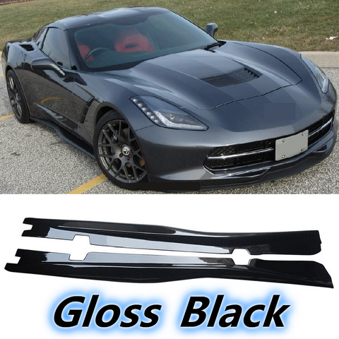 2014-2019 Chevy Corvette C7 Z06 Style Side Skirts Extensions Gloss Black