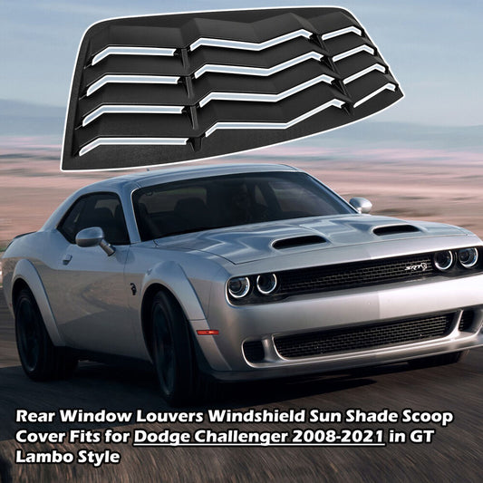 2008-2021 Dodge Challenger Rear Window Louvers Scoops Windshield Matte Black