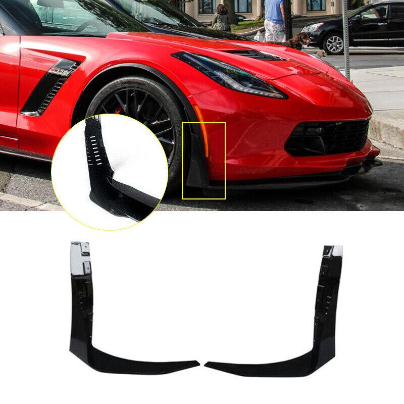 2014-2019 Chevrolet Corvette C7 Front Splitter Side Winglet Gloss Bla