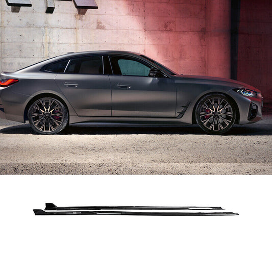 2021-2023 BMW 4 Series G26 Gran Coupe 4D Side Skirts Extension Gloss Black