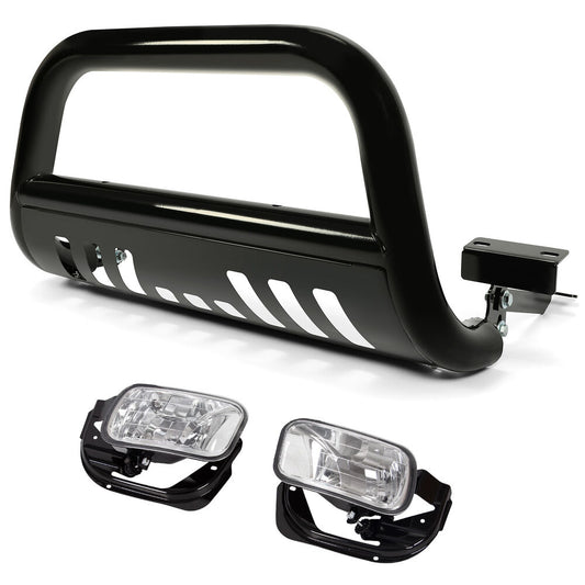 2009-2010 Dodge Ram 1500 Bull Bar Push Grille kid Plate+Pair Fog Lights Lamp