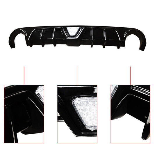 2012-2014 Chrysler 300 SRT Rear Diffuser Lip W/ Real LED Light Gloss Black