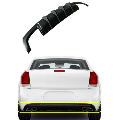 2015-2023 Chrysler 300 Shark Fin Rear Bumper Lip Diffuser Matte Black