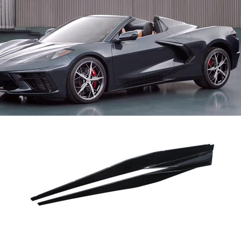 2020-2023 Corvette C8 Side Skirts Extension Lip CARBON FLASH