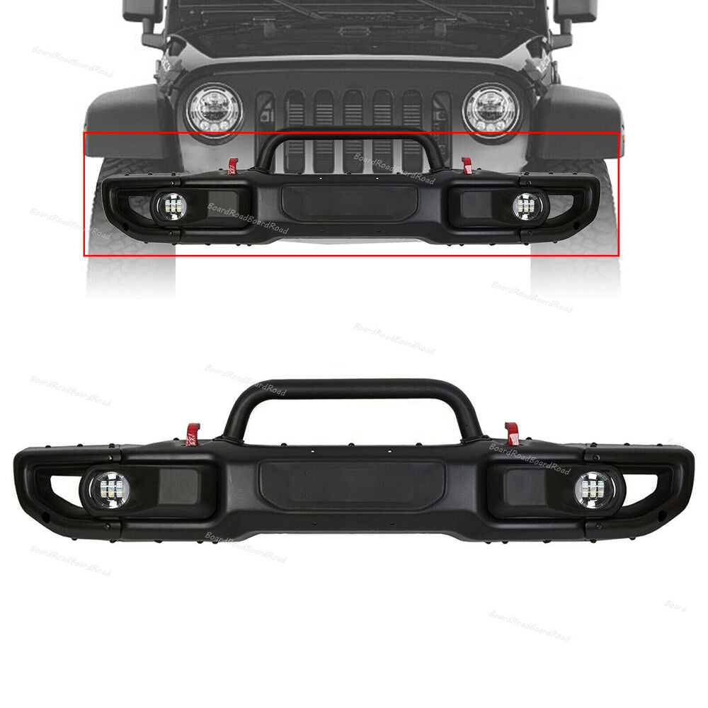 For 2018-2023 Jeep Wrangler JL Rubicon Gladiator Front Bumper W/ Fog Lights 10th