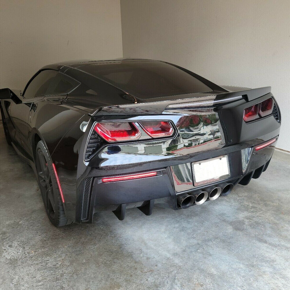 2014-2019 Corvette C7 Rear Bumper Lower Air Diffuser Fins Glossy Black