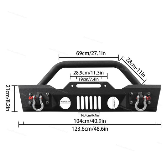 2007-2018 Jeep Wrangler JK Front Bumper W/ Winch Plate & Fog Light Housing
