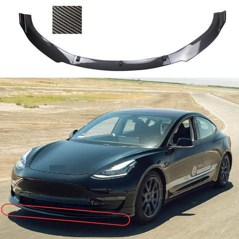 2016-2023 Tesla Model 3 Carbon Fiber Style Spoiler Bumper Lip Front Splitter