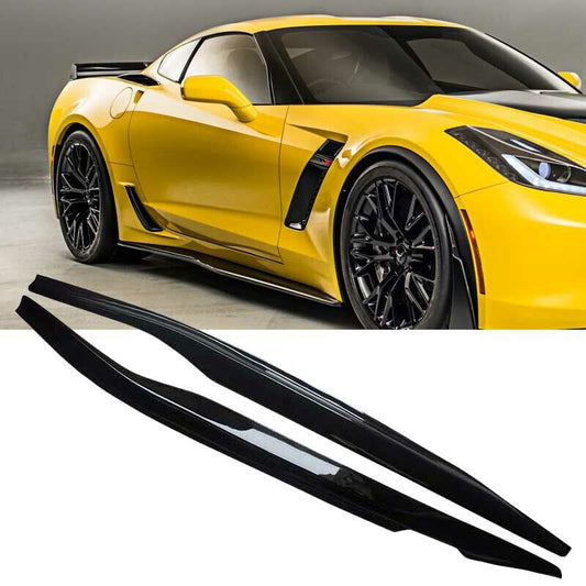 2014-2019 Corvette C7 Z06 Stingray Rocker Panels Side Skirts Gloss Black