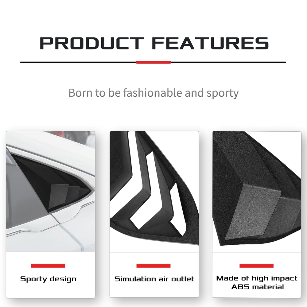 Honda Accord 2018-2021 GT Lambo Style Side Window Louvers Matte Black