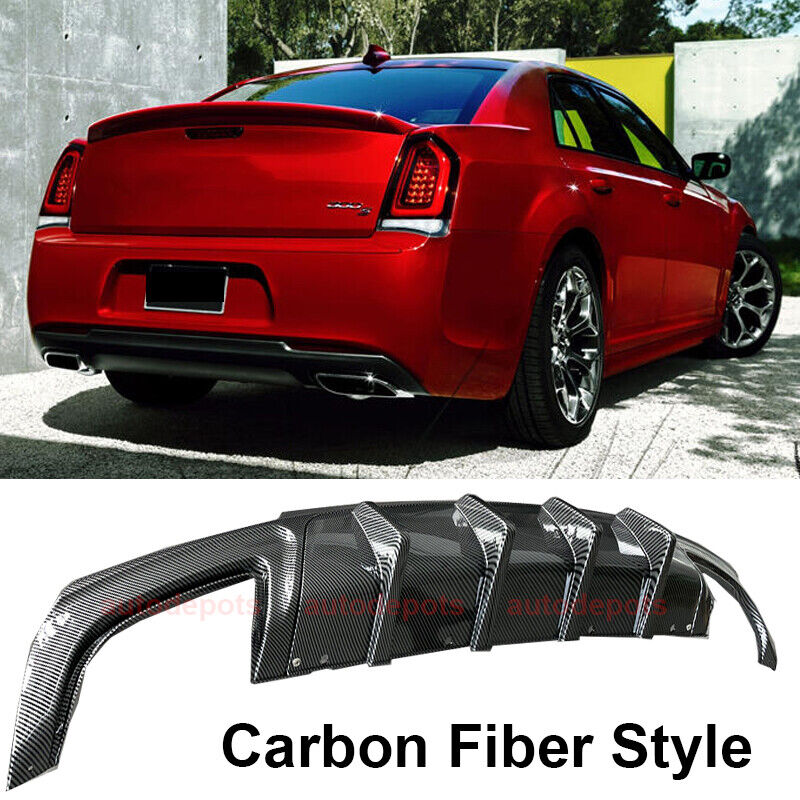 2015-2023 Chrysler 300 Shark Fin Rear Bumper Lip Diffuser Carbon Fiber Style