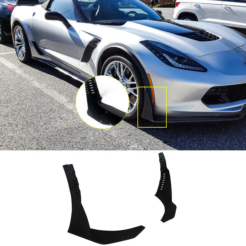 2014-2019 Chevrolet Corvette C7 Front Splitter Side Winglet Matte Bla