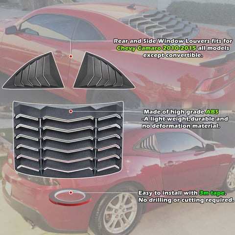 Chevy Chevrolet Camaro 2010-2015 Rear and Side Window Louvers SunShade Cover