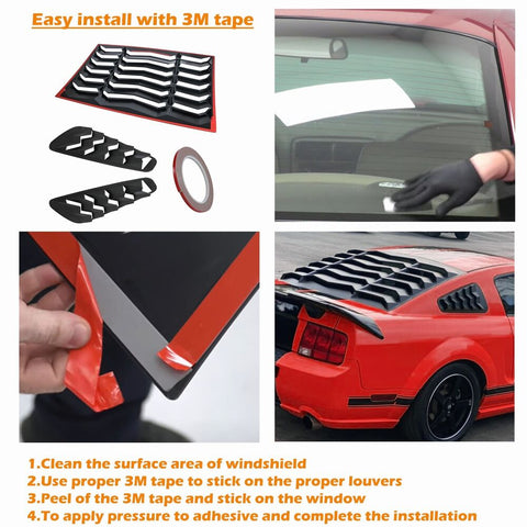 Ford Mustang 2005-2014 Rear & Side Window Louvers Sun shade Scoop Cover