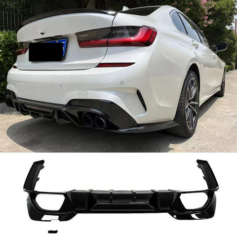 2019-2022 BMW 3 Series G20 330i M340i Sport Rear Bumper Diffuser Gloss Black