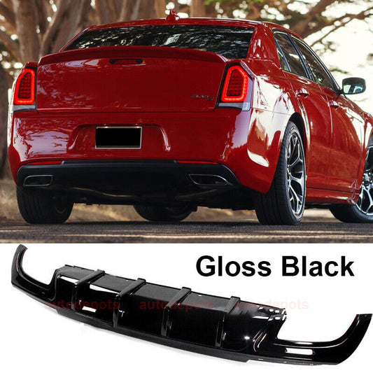 2015-2023 Chrysler 300 Gloss Black Rectangle Exhaust Rear Bumper Lip Diffuser