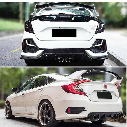 2016-2021 Honda Civic Hatchback Type-R Black & White Rear Trunk Spoiler Wing