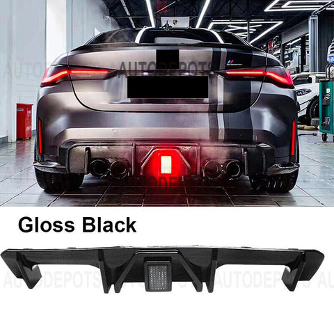 2021-2023 BMW G80 M3 G82 G83 M4 Gloss Black W/LED Light Rear Bumper Diffuser