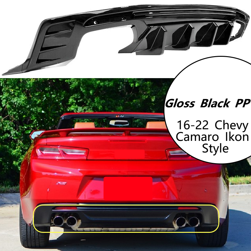 2016-2023 Chevy Camaro Body kit PP Rear Bumper Diffuser Gloss Black