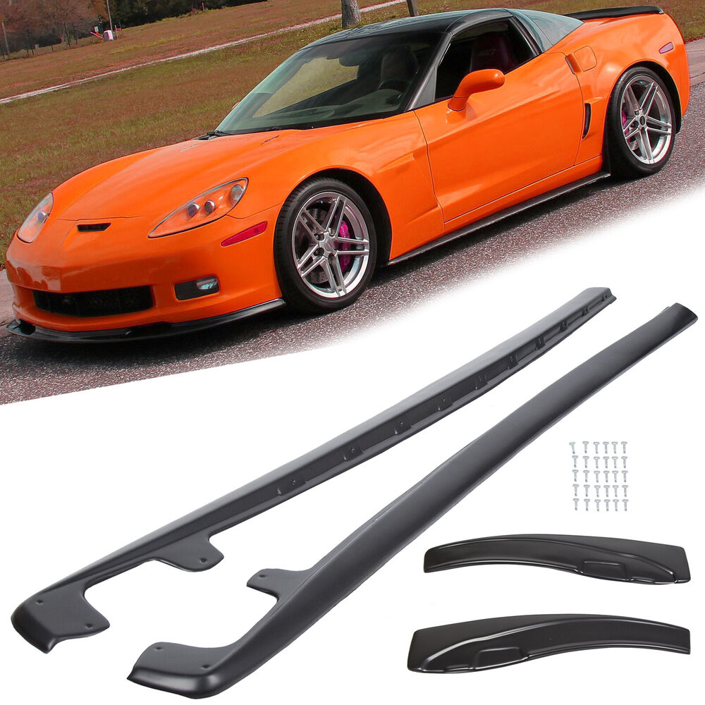 2005-2013 Corvette C6 Z06 ZR1 Style PP Side Skirts Rocker Panels Mud Flaps