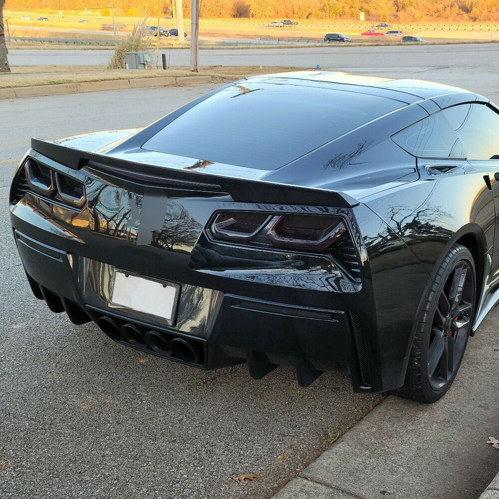 C7 Rear Sequential 2014-2019 Corvette C7 Rear Bumper Lower Air Diffuser Fins Glossy Black