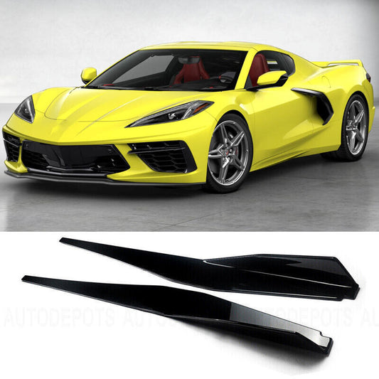 2020-2023 Corvette C8 Side Skirts Extensions Gloss Black 2PCS Painted