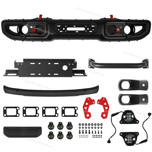 For 2018-2023 Jeep Wrangler JL Rubicon Gladiator Front Bumper W/ Fog Lights 10th